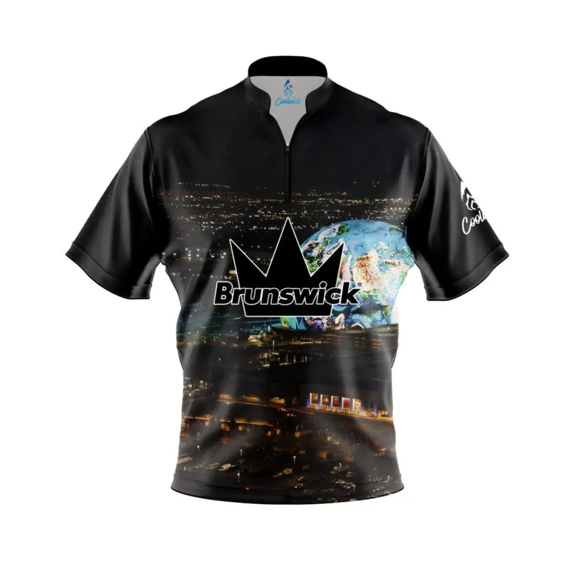 Brunswick Vegas Sphere Quick Ship CoolWick Sash Zip Bowling Jersey