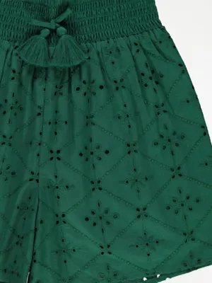 Green Broderie Puff Sleeve Top and Shorts Set | Kids | George at ASDA