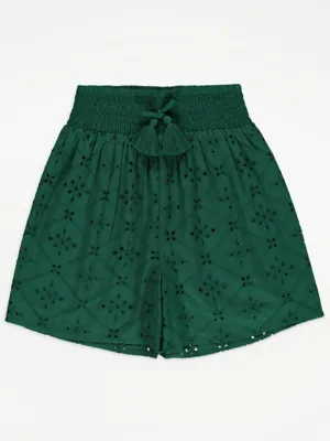 Green Broderie Puff Sleeve Top and Shorts Set | Kids | George at ASDA