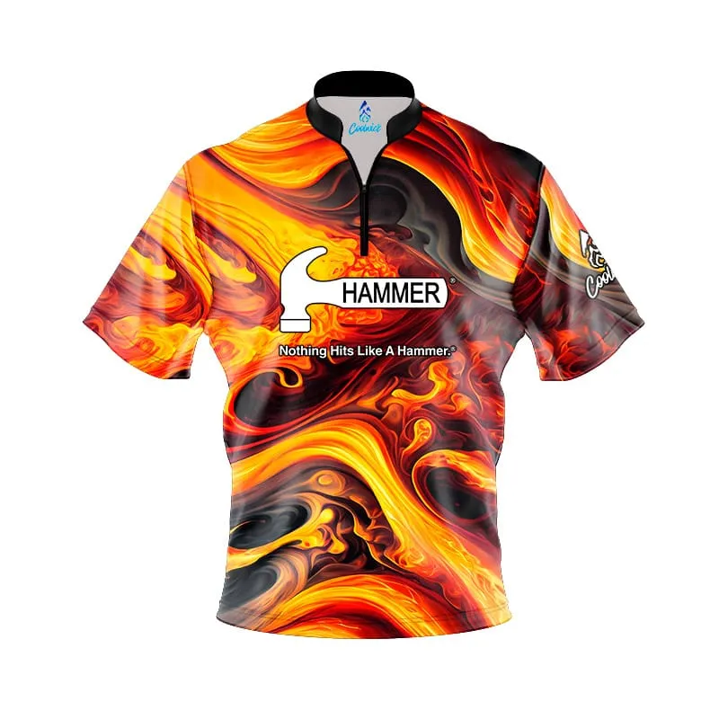 Hammer Melting Volcano Quick Ship CoolWick Sash Zip Bowling Jersey