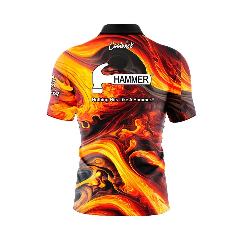 Hammer Melting Volcano Quick Ship CoolWick Sash Zip Bowling Jersey