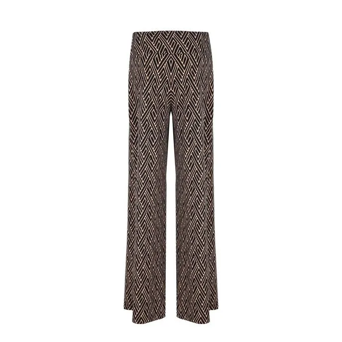 PALAZZO TROUSERS IN JERSEY WITH GEOMETRICAL PRINT Woman Black Beige